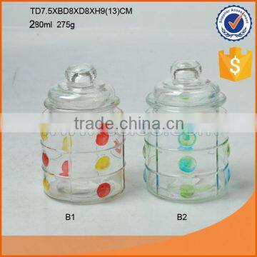 280ml cute candy jar with glass lid or candle jar