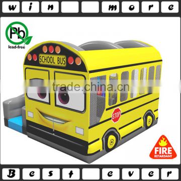 giant commercial used outdoor playground inflatable school bus combo for adults and kids, cheap party equipment slide for sale