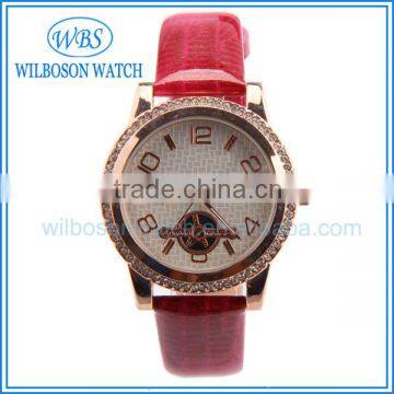 Nickle free leather strap watch free for custom logo printed