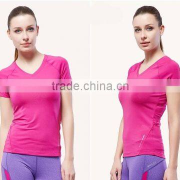 2016 wholesale women customized shirt/fitness compression yoga wear