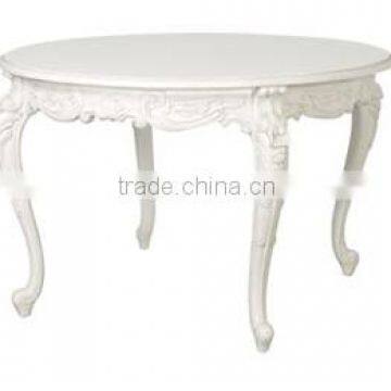 Chateau Round Dining Table 120 Carving White Distressed