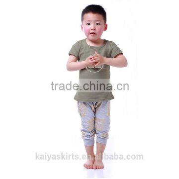 2016 wholesale tshirt pant together casual plain handsome cute summer children clothes for young boy