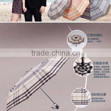 Automatic open folding umbrella with Check pattern