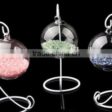 Fashion Clear Glass Round With 1 Hole Flower Plant Stand Hanging Vase Hydroponic Home Office Wedding Decor photo-3