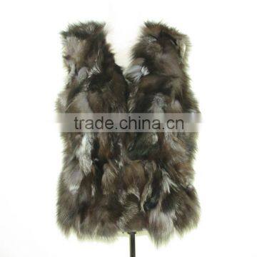 women natural silver fox fur vest classic style/real fur vest KZ14011