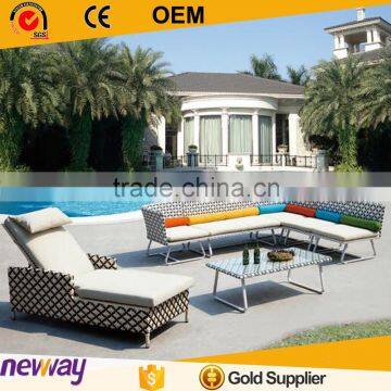 Outdoor lounge furniture garden sectional rattan corner sofa with cushion