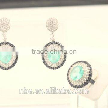 Wholesale fashion silver micro pave set with tourmaline stone