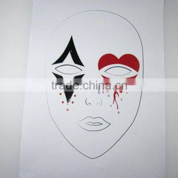 Custom Halloween clown glitter temporary makeup face tattoos decorative eye tatttoo face sticker manufacturer