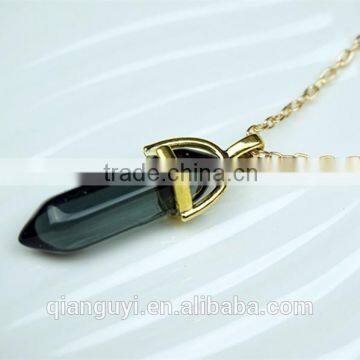 Precious Stone Jewelry Healing Crystal Gemstone Pendant Natural Clear Quartz Chakra Point Pendant Necklace for Unisex