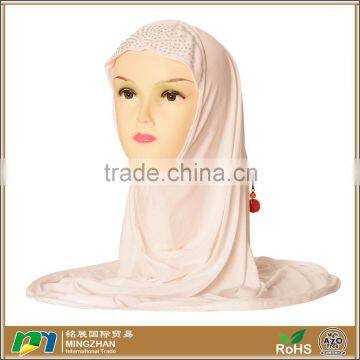 Women White Beaded Muslim Viscose Fancy Hijab Scarf