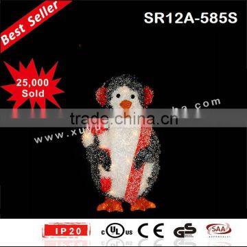 Lighted indoor Christmas penguin with cane