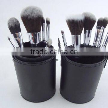 Black leather makeup brush holder