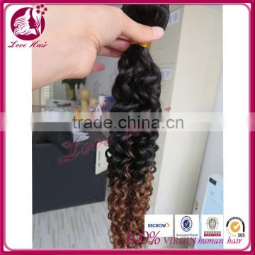 2015 new items deep curl ombre hair weaves ombre hair extension color 1b and 33