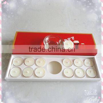 wholesale white scented soy tea light candle with glass holder