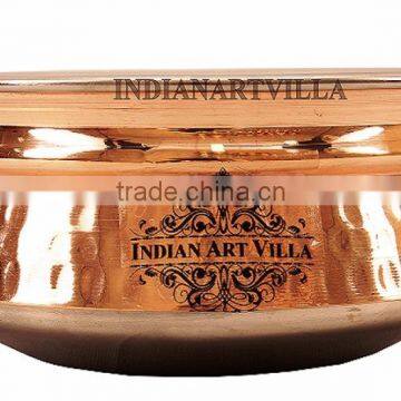 IndianArtVilla Handmade Steel Copper Induction Handi 600 ML - Serving & Baking Indian Cuisines Dishware Home Hotel Restaurant