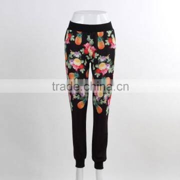 F5W30175 Contrast Panel Floral Knit Trousers For Ladies