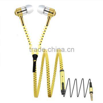 3.5 jack hot selling zipper earphone for mobile