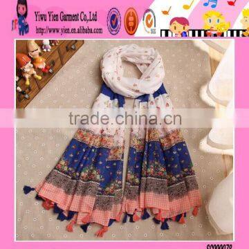 Wholesale Hot Sale Flower Scarf Factory Direct Fashion All-Match Cotton Long Girl Winter Scarf