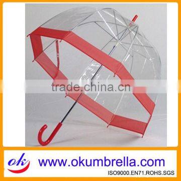 OKF371 Fashion Clear/Transparent Dome PVC Umbrella From Factory