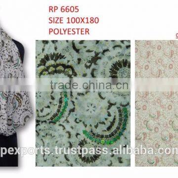 FASHION POLYESTER PRINTED SCARVES WITH POMPOM SHAWL SCARF PAREO SARONG 2017