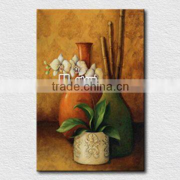 Handmde Modern Canvas Paintings Flower Vase Oil Painting