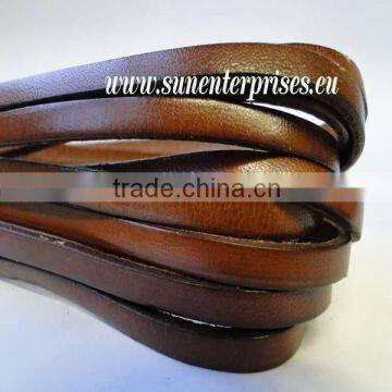 Flat Nappa Leather cords - Italian Leather - natural Maroon - 20mm