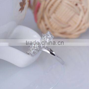 925 Sterling Silver Double Twice Flower Paving Setting Ring With Zircon photo-3