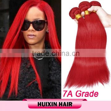 Red straight remy hair 100% unprocessed virgin brazilian hair,Grade 7A Brazilian hair extension remy human hair