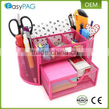 Office &amp; school supplies pink power coated metal mesh desk organizer