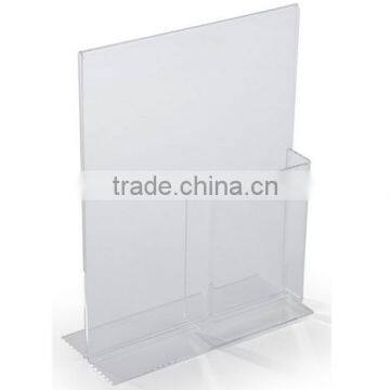 8.5 x 11 Acrylic Sign Holder With Pocket for 4 x 9 Brochures, T-style - Clear(SH-B-0186) photo-2