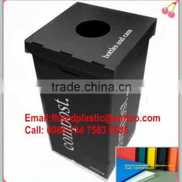 Foldable corrugated plastic cardboard recycling bins