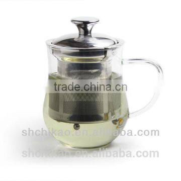 Chikao Round Glass Tea Cup With Filter And Handle