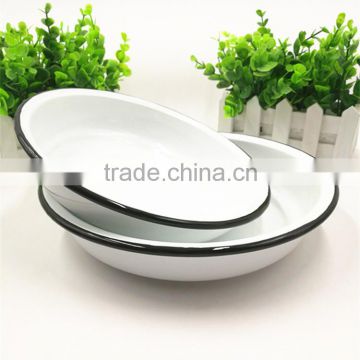 Enamel Dinner Plate Traditional White 22cm Crockery Dining Tableware Household Enamel plates