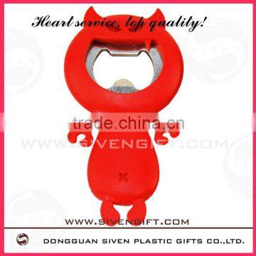 Fashion red devil pvc bottle opener