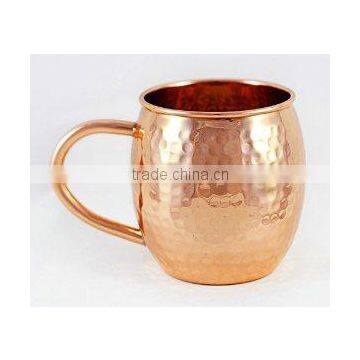Alchemade Copper Barrel Mug for Moscow Mules - 16 oz - 100% Pure Hammered Copper - Heavy Gauge - No lining - includes FREE glass