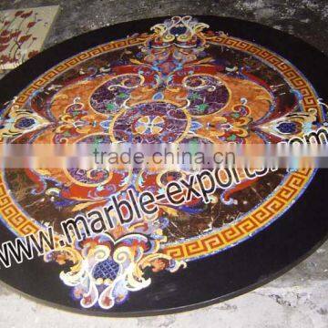 Pietra Dura Marble Inlay Dining Table Top, Marble Inlay Table Tops