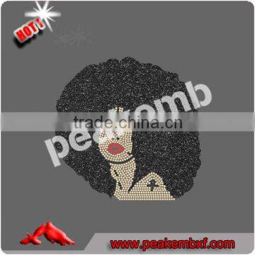 Glitter Hotfix Lady Rhinestone Transfer Motif for Tees and Hoodies