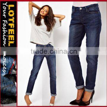 Boyfriend Jeans in Dark Wash Indigo for women (LOTX131)