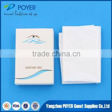 Cheap sanitary white hotel sanitary bag/hotel amenities bag set