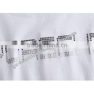 Girl's Hot Fix Rhinestone Slim Short Sleeve T-shirts for Promotion photo-5