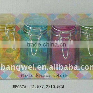 glass spice bottle set with sprayed color in pvc box