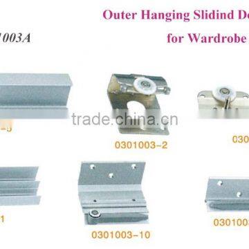 Outer Hanging Framless Sliding Wardrobe Closet Door Roller Fittings System