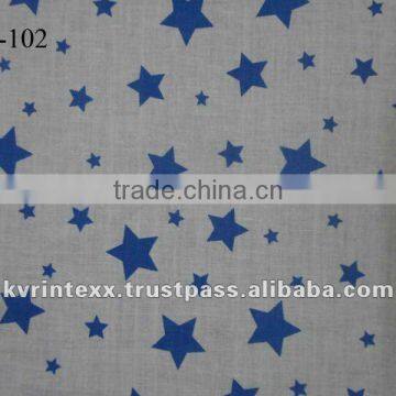 cotton Star Print white Fabric