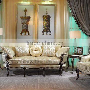 Unique Refined Stitching Sectional Sofa Couch Set, Taste Full of Noble Beige Printed Fabric Sofa Set photo-3