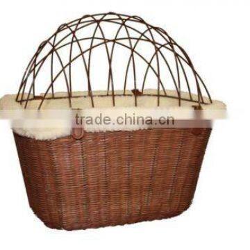 SOLVIT Tagalong Wicker Pet Bicycle Basket with Wire Cover Bracket