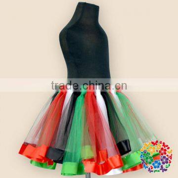 Posh Handmade Christmas Party Fluffy Red Green Black Tulle Satin Line Tutu Skirt For Baby Girls photo-2