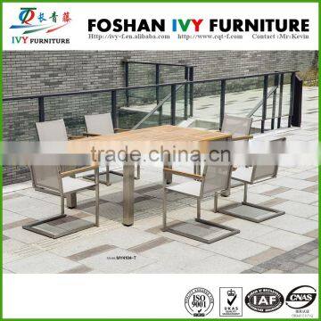 Hot sale patio furniture stainless steel tempered glass table and chair