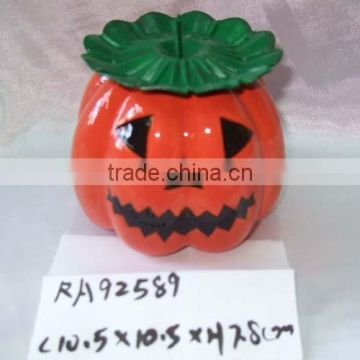 wholesale halloween ceramic candle holder with pumpkin design for supply