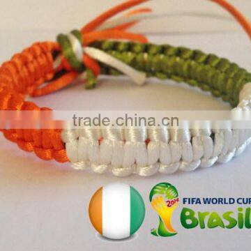 Hot new bestselling product wholesale alibaba Unique Handmade WORLD Cup Brazil Italy flag twisted rope bracelet made in China