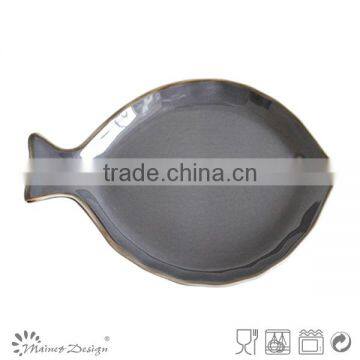 Wholesale Solid Color Glazed Fish Shape Plate photo-2